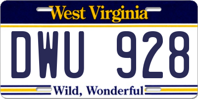 WV license plate DWU928