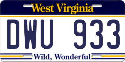 WV license plate DWU933