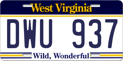 WV license plate DWU937
