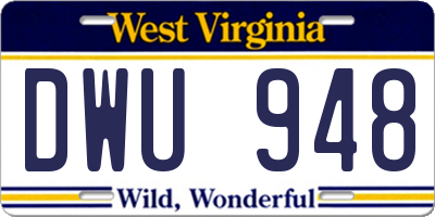 WV license plate DWU948