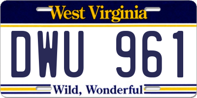 WV license plate DWU961