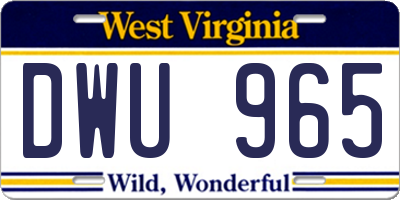 WV license plate DWU965