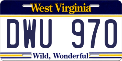 WV license plate DWU970
