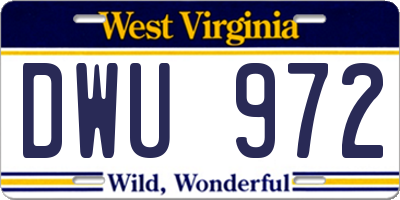 WV license plate DWU972
