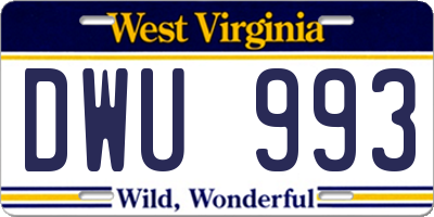 WV license plate DWU993