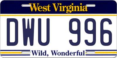 WV license plate DWU996