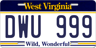 WV license plate DWU999