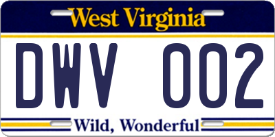 WV license plate DWV002