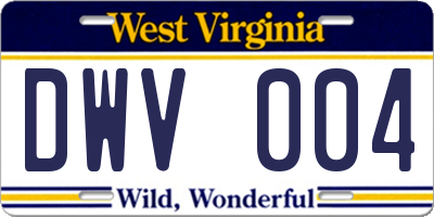 WV license plate DWV004