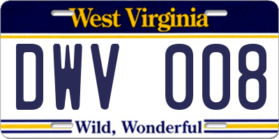 WV license plate DWV008