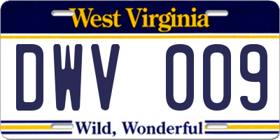 WV license plate DWV009