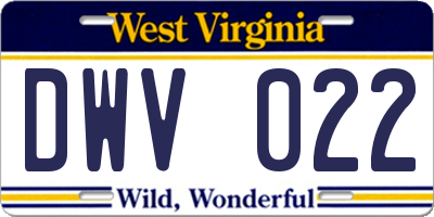 WV license plate DWV022