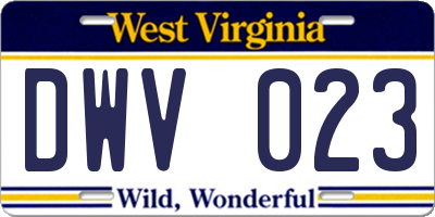 WV license plate DWV023