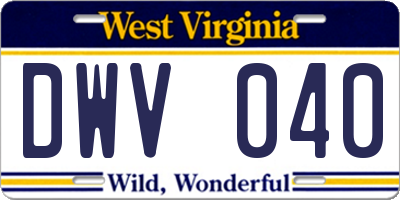 WV license plate DWV040