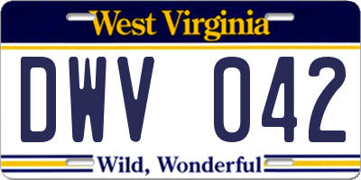 WV license plate DWV042