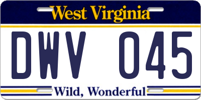 WV license plate DWV045