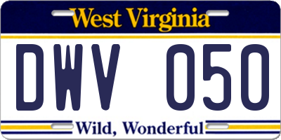 WV license plate DWV050