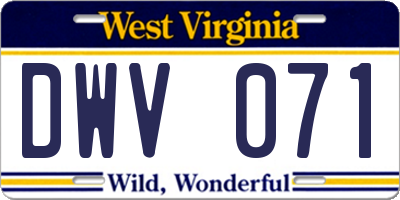 WV license plate DWV071