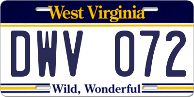 WV license plate DWV072