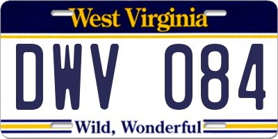 WV license plate DWV084