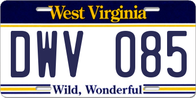 WV license plate DWV085