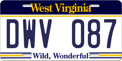 WV license plate DWV087