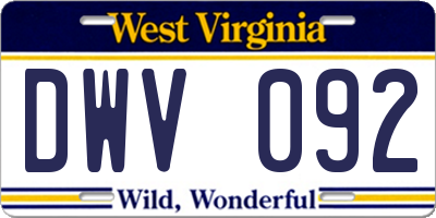 WV license plate DWV092