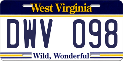 WV license plate DWV098