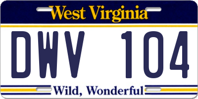 WV license plate DWV104