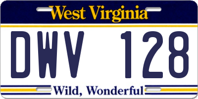 WV license plate DWV128