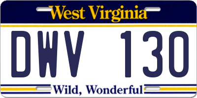 WV license plate DWV130