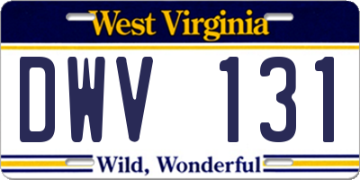 WV license plate DWV131