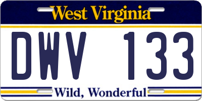 WV license plate DWV133