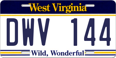 WV license plate DWV144