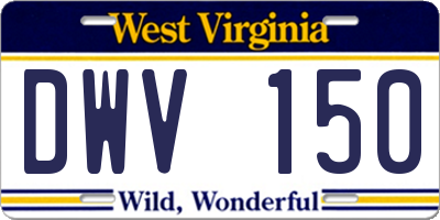 WV license plate DWV150