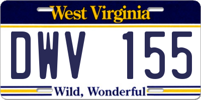 WV license plate DWV155
