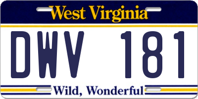 WV license plate DWV181