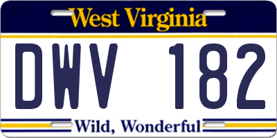WV license plate DWV182