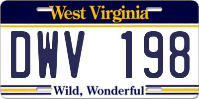 WV license plate DWV198