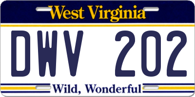WV license plate DWV202