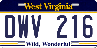 WV license plate DWV216