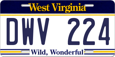 WV license plate DWV224