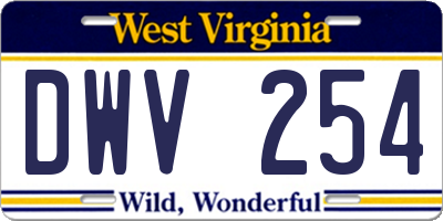 WV license plate DWV254