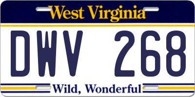 WV license plate DWV268
