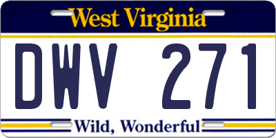 WV license plate DWV271