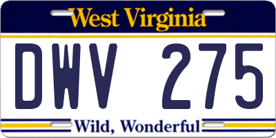WV license plate DWV275