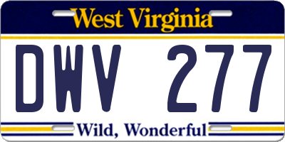 WV license plate DWV277