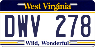 WV license plate DWV278
