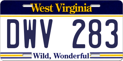 WV license plate DWV283