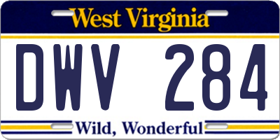WV license plate DWV284